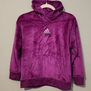 Adidas girl size L / 14 teen girl purple plush hooded pullover - Picture 1 of 9