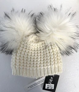 KYI KYI Canadá Niñas Talla 4-8 años Mezcla de Lana Pom Pom Gorro Nuevo con Etiquetas Marfil A16 - Imagen 1 de 6
