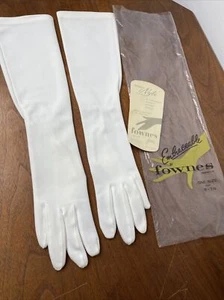 Guanti Vintage Donna Fownes Lunghi Bianchi Taglia 6 - 7,5 Sopra il Gomito Nuovi NOS - Foto 1 di 9