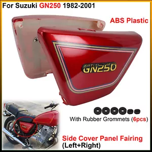 Carenado de panel de cubierta lateral izquierda+derecha con ojales de goma para Suzuki GN250 1982-2001 - Imagen 1 de 11