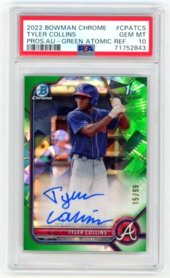 2022 Bowman Chrome GREEN ATOMIC AUTO #CPA-TCS Tyler Collins /99 - PSA 10 - Image 1 of 2