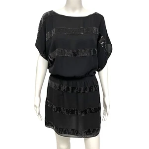 Jessica Simpson women's blouson dress black beaded short sleeve size XS - Picture 1 of 8
