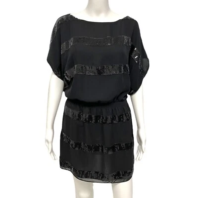 Jessica Simpson women's blouson dress black beaded short sleeve size XS - Image 1 of 4