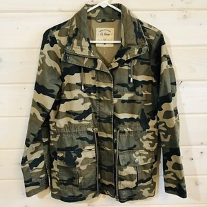 CI SONO Womens Camo Cargo Field Zip Up Utility Jacket Green Black Tan Sz Medium - Picture 1 of 9