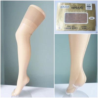 Vintage Seamed Stockings 1960s Unworn St Michael Nylon Point French Heel Size 8½ - Image 1 of 4