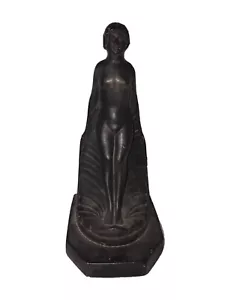 Vintage Art Deco Style Nude Lady Bookend Statue 1930’s Cast Metal Chalkware 9” - Picture 1 of 12
