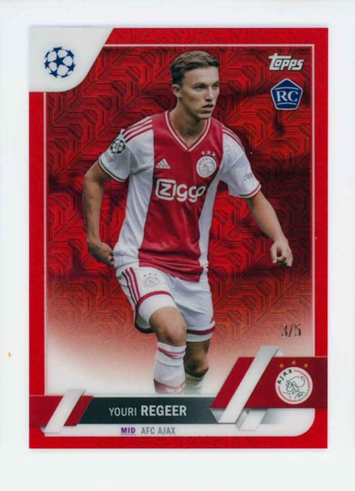 2022-23 Youri Regeer Topps Japan Edition Red Refractor AFC Ajax Rookie Card 4/5 - Image 1 of 3