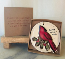 MUD PIE Cardinal FOREVER IN OUR HEARTS Stoneware ORNAMENT New NIB  ~ FREE SHIP!