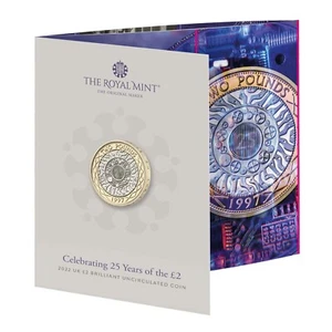 2022 £2  25 YEARS SPECIAL Coin Brilliant Uncirculated BUNC CARDED SEALED  SCARCE - Picture 1 of 5