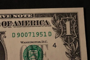 ONE DOLLAR FANCY BIRTHDAY/ANNIVERSARY NOTE [SEPT 7, 1951]  SN # D 90071951 D - Picture 1 of 3
