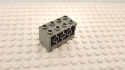 LEGO Modified Brick 2 x 4 x 2 Side Holes 6061 Part Old Light Gray 6897 6957 6984 - Image 1 of 3