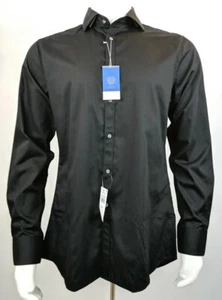 Vince Camuto Men's Slim Fit Spread Collar Solid Black Dress Shirt 17.5 34/35 NWT - Picture 1 of 9