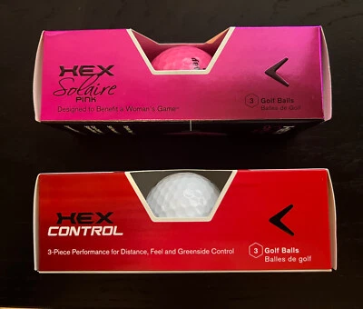 Pelotas de Golf Callaway 3 Hex Solaire Rosa y 3 Hex Control Blanco Foto 1 de 3