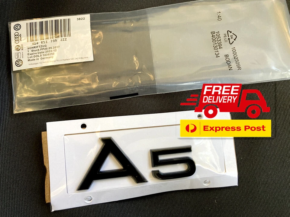 Pegatina insignia emblema maletero trasero negro brillante para Audi A5 Foto 1 de 1