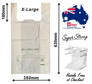 500/1000/2500pc Reusable 38µm EX-LARGE Plastic Singlet Carry Bag 350/180x630mm - Picture 1 of 4