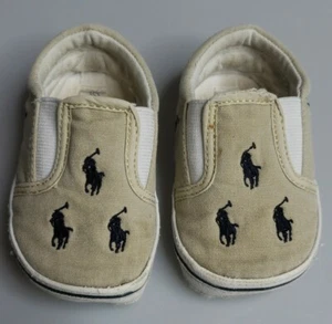 Polo Ralph Lauren Unisex Infant Bal Harbour Repeat Slip-On Sneaker Khaki - Picture 1 of 9