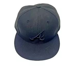 NWT New Era Atlanta Braves MLB 59Fifty Blackout Fitted Cap Size 7-1/2; Baseball - Picture 1 of 13