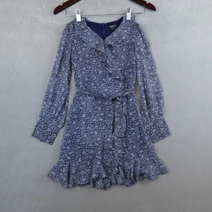 Bardot Dress Junior Size 8 Esther Blue Floral Print Ruffle Long Sleeve - Picture 1 of 9