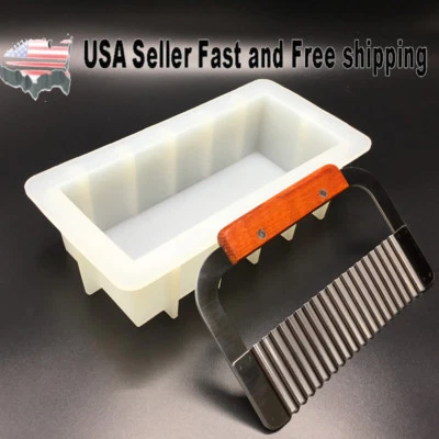 Прямоугольная силиконовая форма для мыла 39 унций с резаком для мыла ~ продавец из США - Изображение 1 из 4