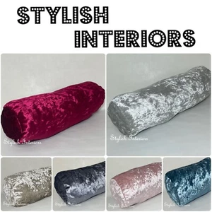 Hi-Quality Handmade Crushed Velvet Bolster Pillow Cushions With Bead Filling - Picture 1 of 26