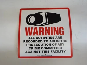 Überwachungskamera Warnschilder Kunststoff 10 1/2 X 10 1/2 - Bild 1 von 3