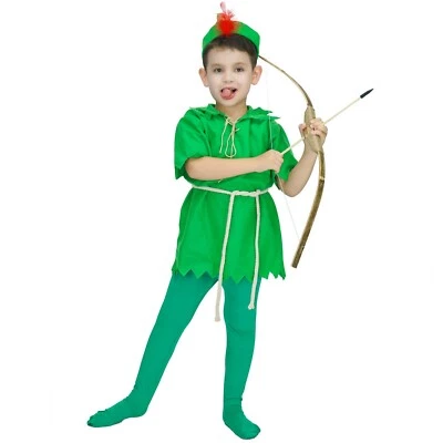 FDC Peter Pan Robin Hood Style Child Unisex Fancy Dress Costume Age 7-9 Years - Image 1 of 2