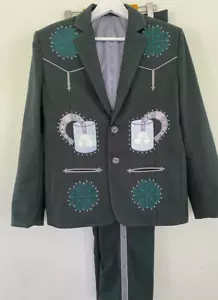 Men 2Pc Bespoke Magnet Floral Embroidered Nudie Western cowboy Cocktail Outfit - Picture 1 of 8
