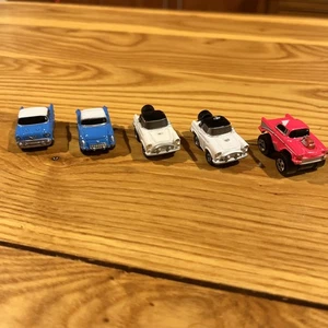 Vintage 1980s Micro Machines 1950s White Thunderbird and Blue Corvette Lot of 5 - Picture 1 of 7