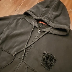 Sudadera con capucha negra con cremallera completa vintage Le Jean De Marithe Francois Girbaud grunge para hombre XXL - Imagen 1 de 9