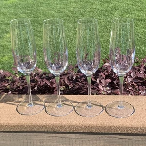 4 Luigi Bormioli Champagne Wine Flute Glasses with Etched Signature 9.5” Tall - Picture 1 of 15