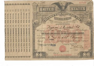 Ingresos de Estados Unidos; sello fiscal especial; distribuidor minorista/oleomargarina sin color; año fiscal 1920 - Imagen 1 de 2