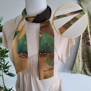 Exquisite 40s Antique Silk Skinny Scarf Pussy Bow Handmade Kimono Remake - Picture 1 of 8