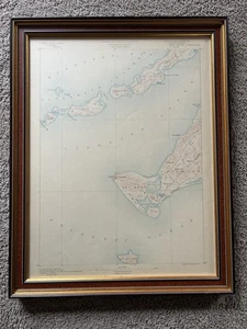 Antike Karte des Weinbergs Sound Massachusetts im Holzrahmen - Bild 1 von 11