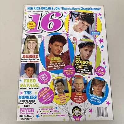 NM 16 Magazine Sep 1989 - Monkees, Bon Jovi, Cameron, Tiffany, New Kids, Depp - Image 1 of 4