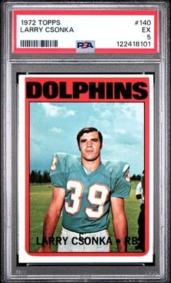 1972 Topps Football - Larry Csonka #140 PSA 5 - Image 1 of 2