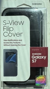 NEW Samsung S-View Flip Cover Galaxy S7 Clear Black EF-ZG930CBEGUS - Picture 1 of 8