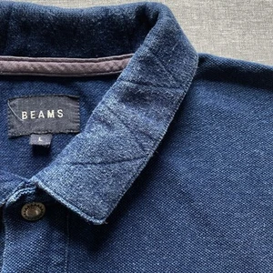 BEAMS Indigo Dyed Polo Kurzarm Shirt Baumwolle Navy Blau Large - Bild 1 von 11
