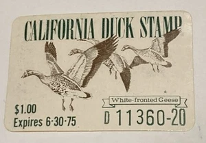 1975 California Duck Stamp, $1 Geese Duck Hunting - Picture 1 of 2