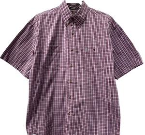 Wrangler George Strait Collection Short-Sleeve Magenta Blue Plaid Shirt Men's L - Picture 1 of 14