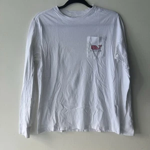 Vineyard Vines Mädchen Langarm T-Shirt weiß rosa Tasche Freizeit Coastal - Bild 1 von 4
