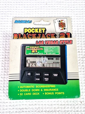 Radica карман блэкджек 21 карточная игра портативный электронный новый протестирован - Изображение 1 из 4