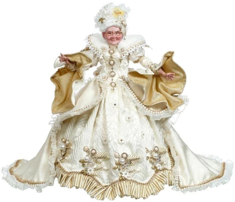 Mark Roberts 51-58698 Snow and Pearls Mrs Claus Figurine 23 Inch White Gold Coll
