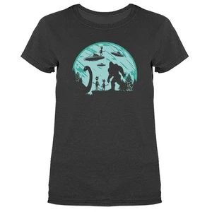 Bigfoot UFO Tiere Alien lustiger Witz Humor Humorvoll Damen T-Shirt - Bild 1 von 10