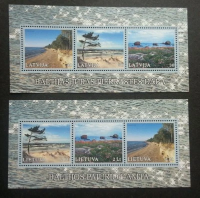 *FREE SHIP Latvia Lithuania Joint Issue Baltic Coastal 2001 Beach (ms pair) MNH - Image 1 of 4