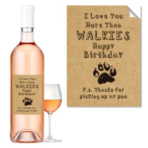 #1059 ETIQUETA DE BOTELLA DE VINO Feliz cumpleaños del perro divertido perro grosero pasear - Imagen 1 de 2
