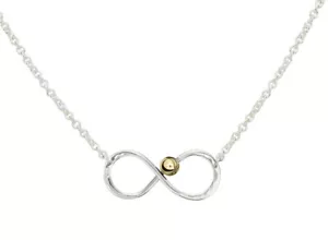 E L Designs 18" Always Necklace 2 Tone Infinity .925 Sterling Silver & 14Kt Gold - Picture 1 of 1