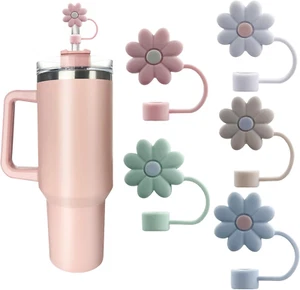 5Pcs Silicone Straw Covers and Caps , Dust-Proof Straw Toppers for Stanley Tumbl - Picture 1 of 11