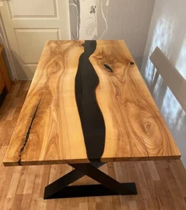 Black Epoxy Resin Dining Table | Epoxy Coffee Table for Home Decor - Picture 1 of 4