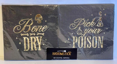 40 servilletas escoba HALLOWEEN NEGRO Y DORADO de papel para bebidas.  Pk 40. ¡HERMOSO! Foto 1 de 4