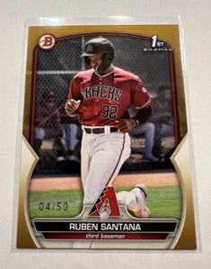 2023 Bowman Draft 1st Bowman #BP-42 Ruben Santana Rookie RC Dbacks Gold /50 - Picture 1 of 2